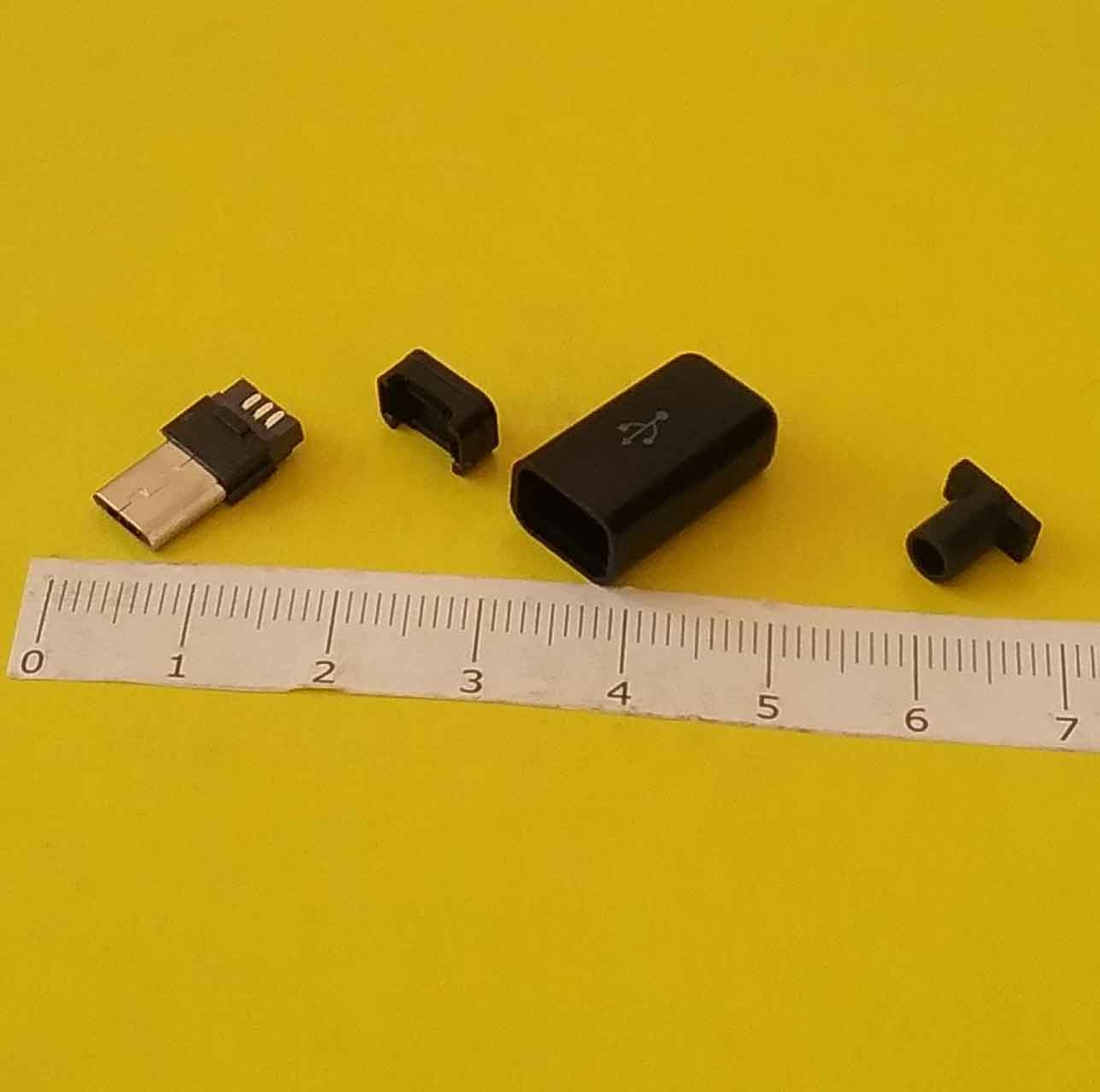 53. Micro usb B-5PBW черный  штекер